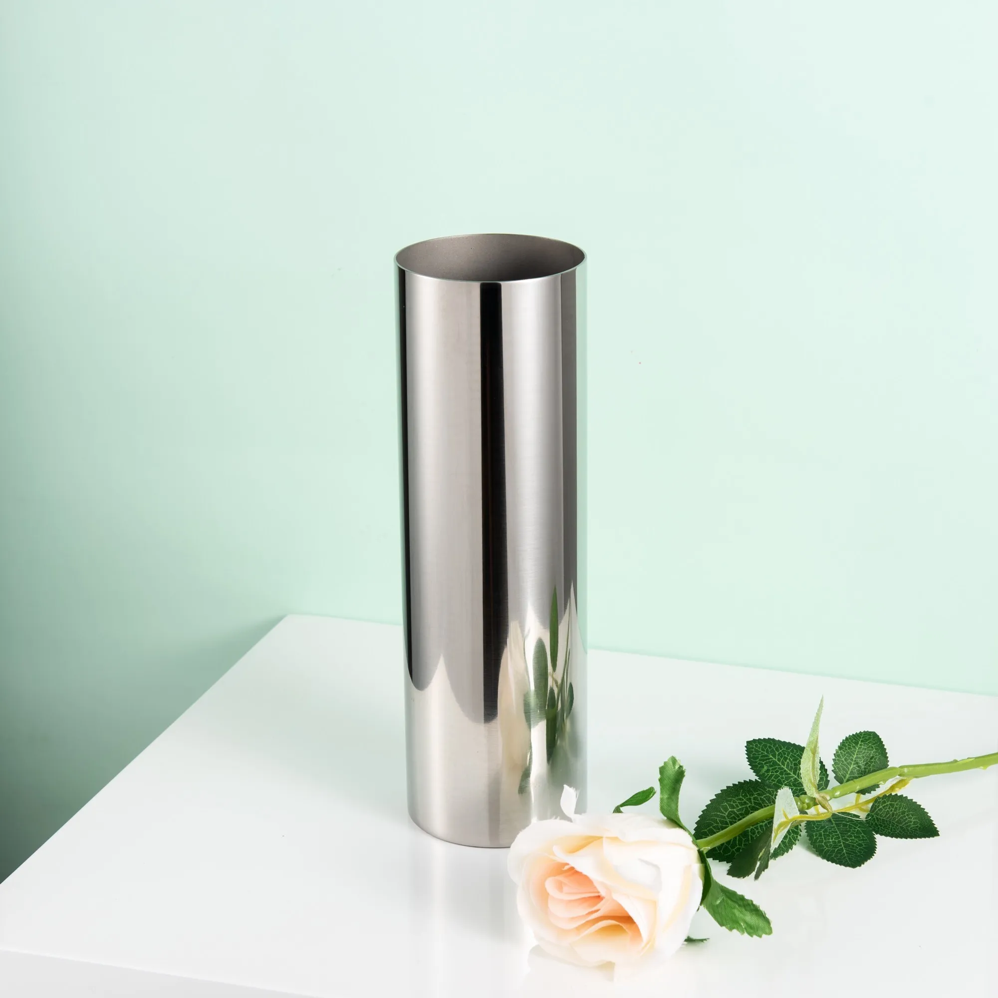 9x20Hcm SUS304 Stainless Steel Vase Decorative Centerpiece For Home or Wedding (Silver) 3