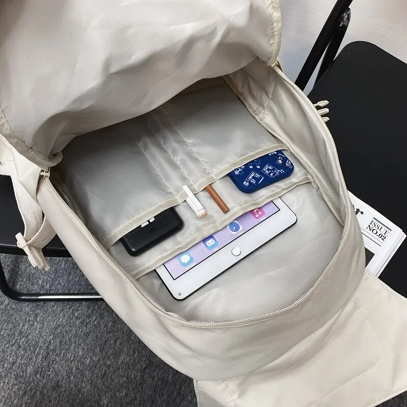 남녀공용 배낭 캐주얼 책가방, 대용량 컴퓨터 배낭, 14 인치 단색