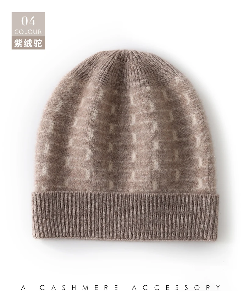 100% Kaschmir Herbst Winter Neue Männer und Frauen Hut Vielseitig Verdickte Farbe Block Gestrickte Wolle Warme Kopf Wrap Ohr Schutz Hut – Detail 19
