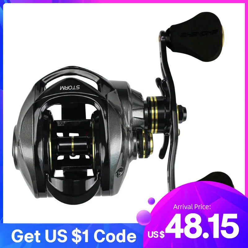 

SHENG HE Baitcasting Reel FB 8KG Max Drag 6+1 Bearings Ultra Smooth Metal Frame Freshwater Saltwater Pike Snekehead Fishing Reel