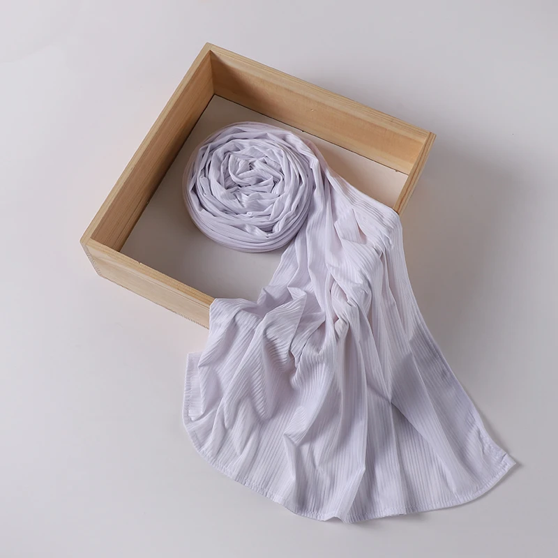 Ribbed Jersey Crepe Hijab Scarf - Soft Islamic Shawl and Headwrap