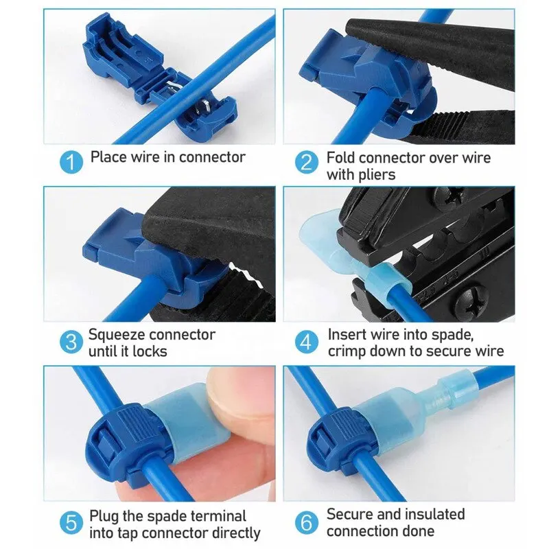 Terminal block 50pcs 25set T type wire and cable connection clamps quick and non-stripping plugs cable connectors home