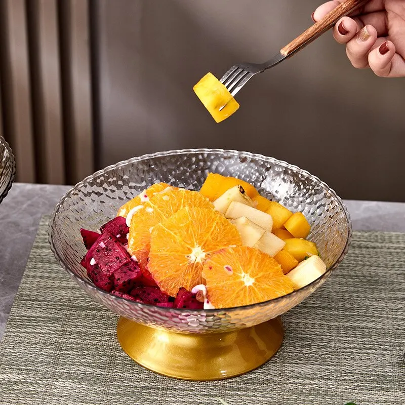 PET Fruit Plate Base Hammered Pattern Tall Bar Living Room Fruit Plate Transparent Creative Food Grade Snack