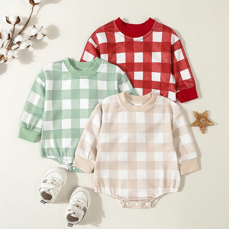 Autumn-Newborn-Baby-Boys-Girls-Clothes-Long-Sleeve-O-Neck-Plaid ...
