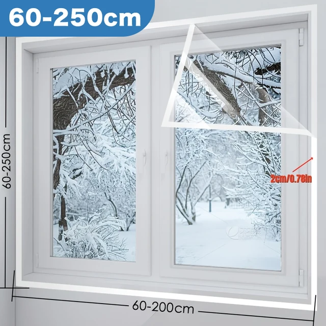 ฟิล์มติดหน้าต่างกันลม 60-250 ซม. โปร่งใส ทนความเย็น ผ้าม่านกันหนาว สำหรับห้องนอน บ้าน ห้องนั่งเล่น ประตู ฉนวนกันความร้อน 1