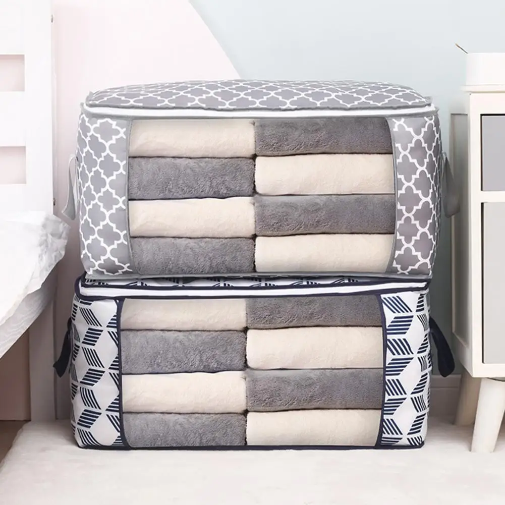 Oxford Clothes Storage Bags Sturdy Quilt Blanket Organizer B Grey in Gray | Large