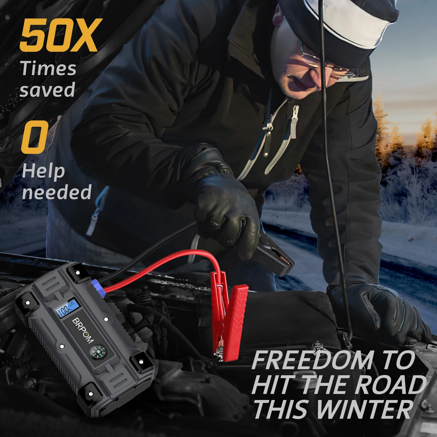 Car Jump Starter-3000A Portable Car Battery Jump Starter for Auto/Motorcycle 12V with Display Smart Clip