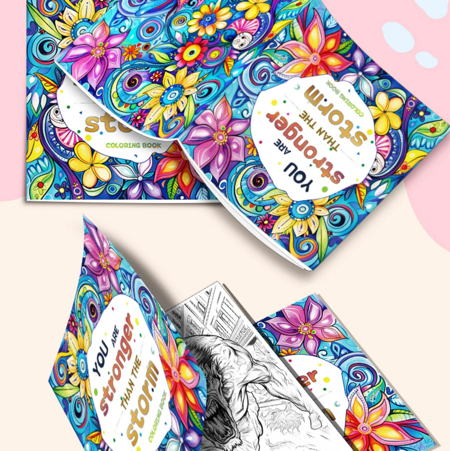 2pcs Adult Coloring Book Filling The Pattern Coloring Creative Positive Words With Floral Designs Booklet For Teens Relaxation 3