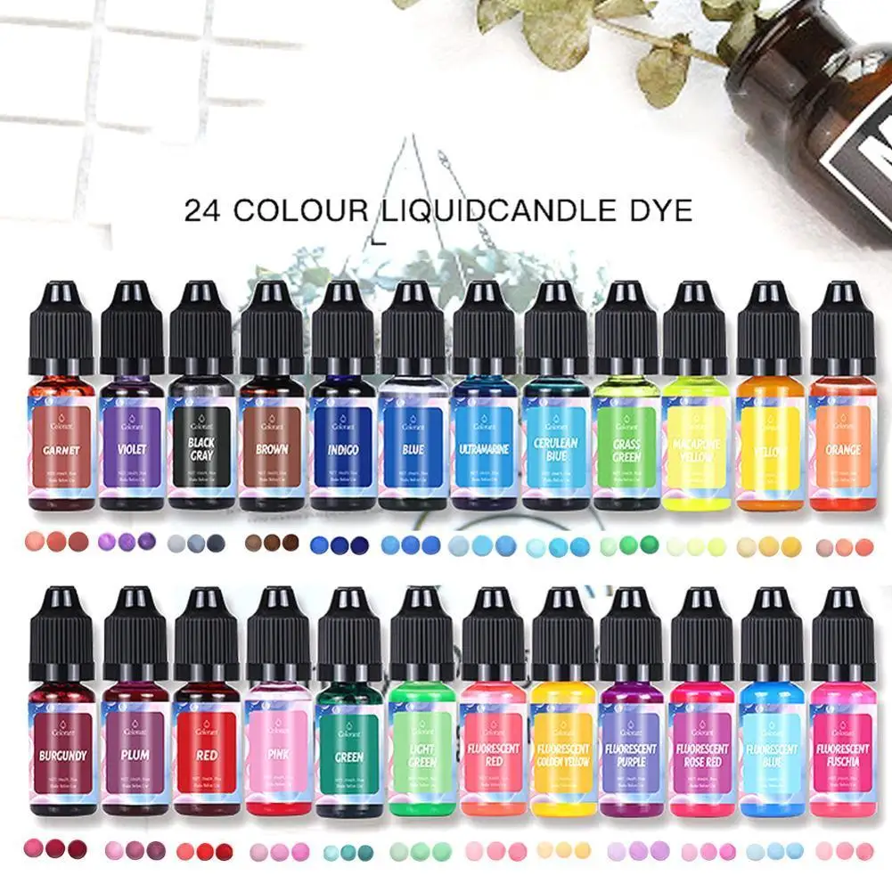 24 Colors 10ml Candle Liquid Colorant Candle Color Dye Ink Diy Soy Wax