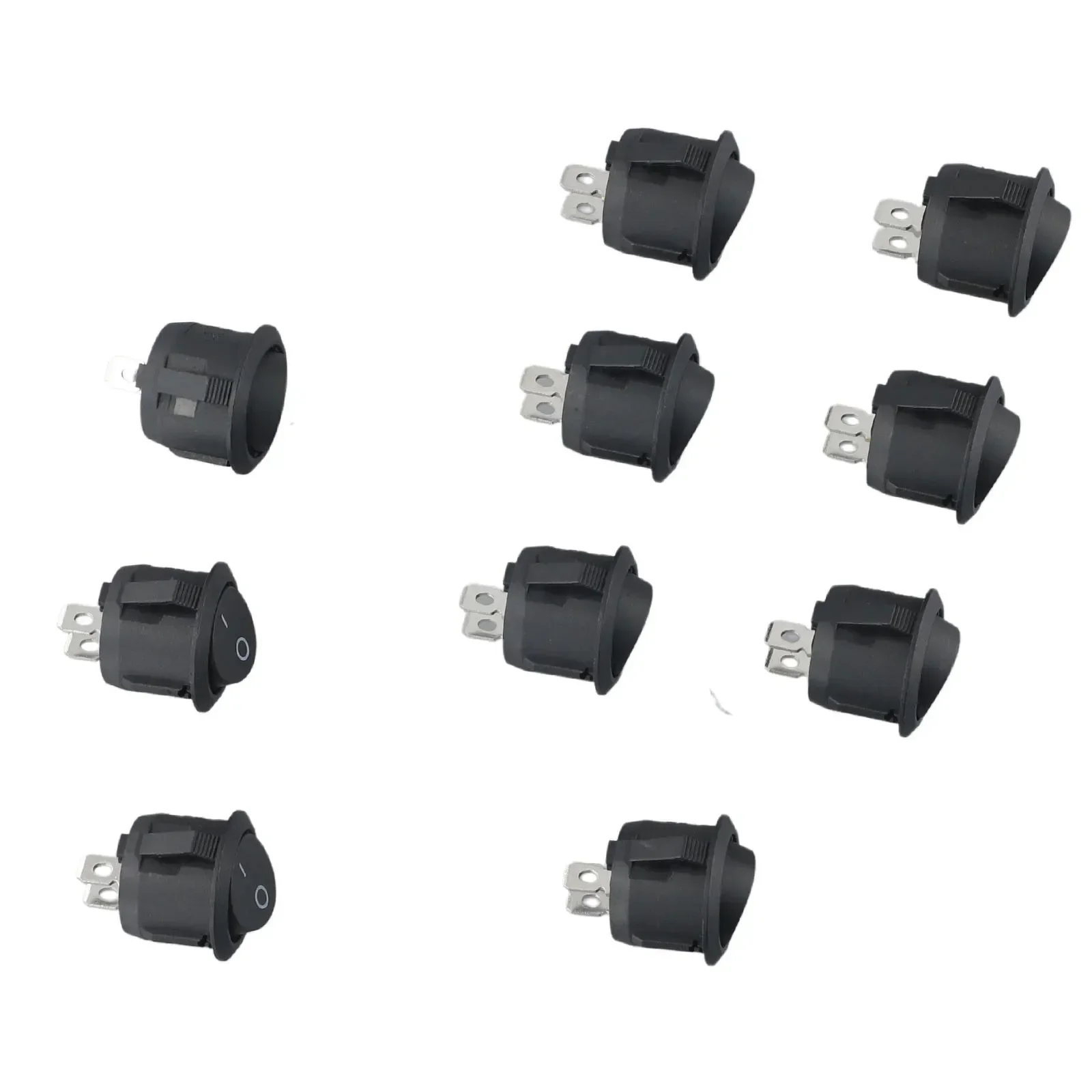 10Pcs 16mm Diameter Small Round Black 2 Pin 6A/125V ON-OFF-ON Rocker Switch Snap-in Rocker Toggle Switch Tool Black