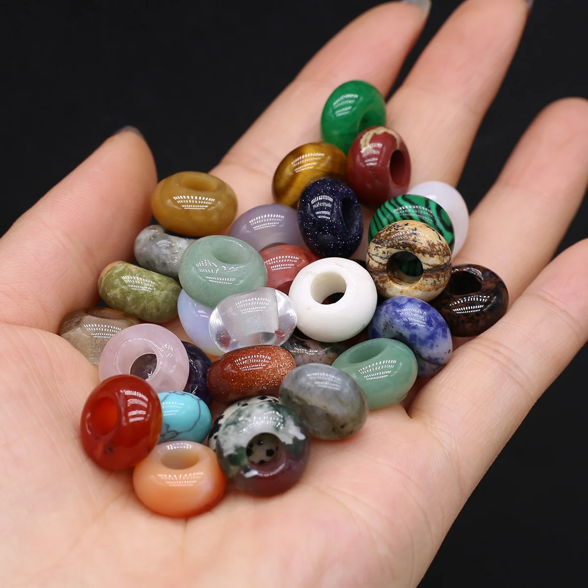 

8x14mm Natural Stone Agates Beads Round Polished Scattered Bead for Jewelry Making Diy Women Necklace Bracelet Accessories