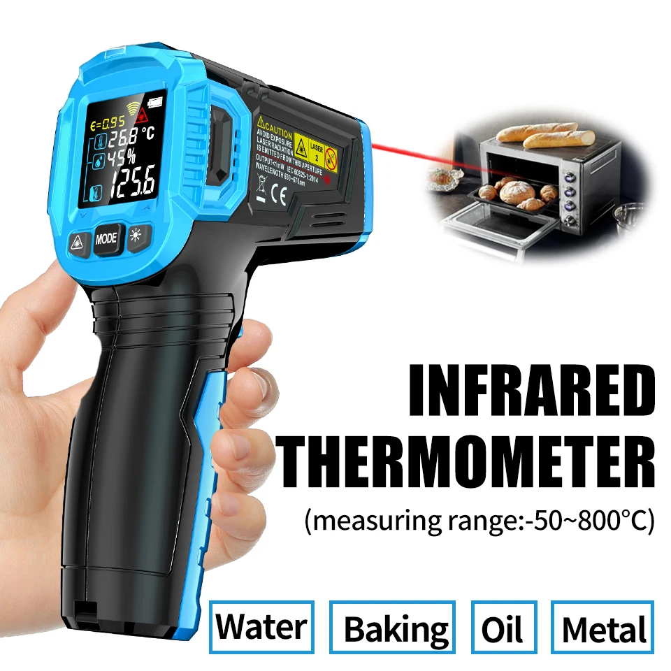 Digital thermometer Infrared thermometer Handheld Digital Infrared Thermometer Non-Contact Laser Temperature Meter Gun Temperature Tester Instruments Pyrometer