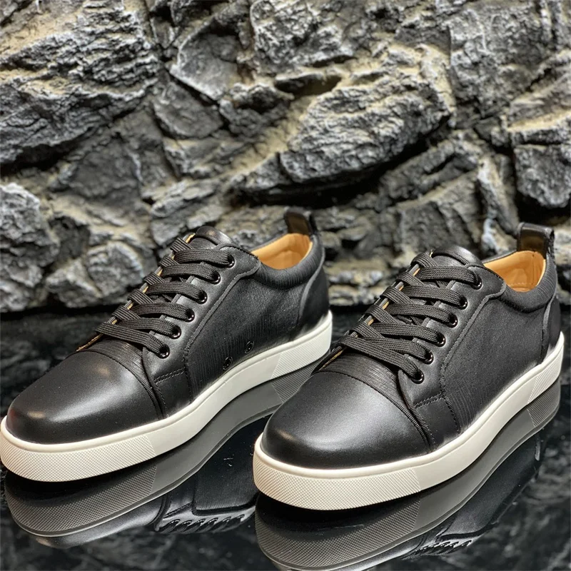 

Luxury Designer Black Leather Red Bottoms Low Top Shoes For Men's Casual Climb Flats Loafers Women's High Quality Brand Sneakers