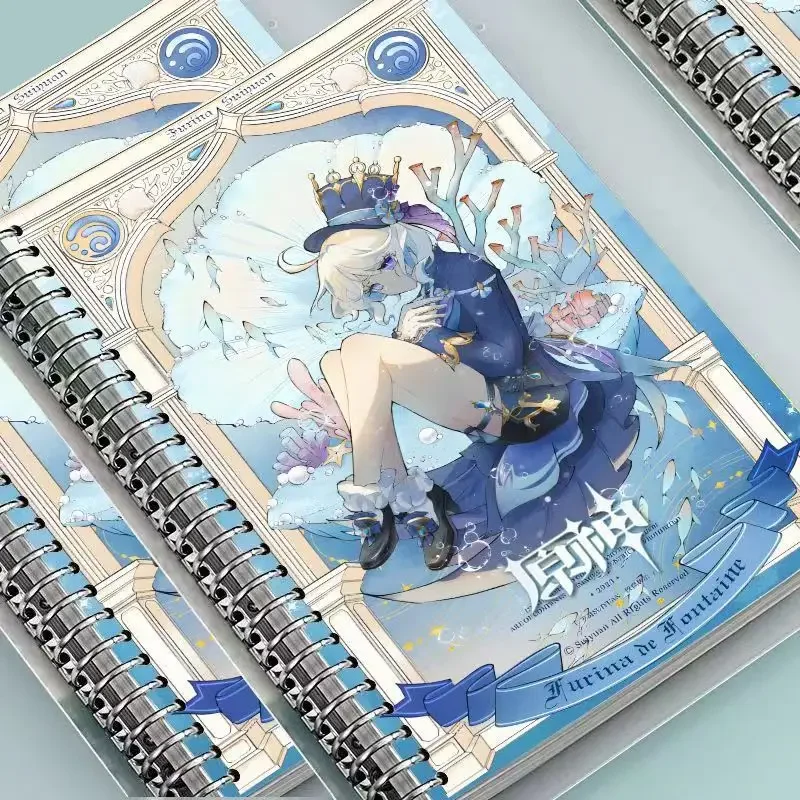 Game Genshin Impact Loose-leaf Book 40 sheets 148*210mm 22 holes Cute Cartoon Focalors Furina Diary Student Notebook kids gift