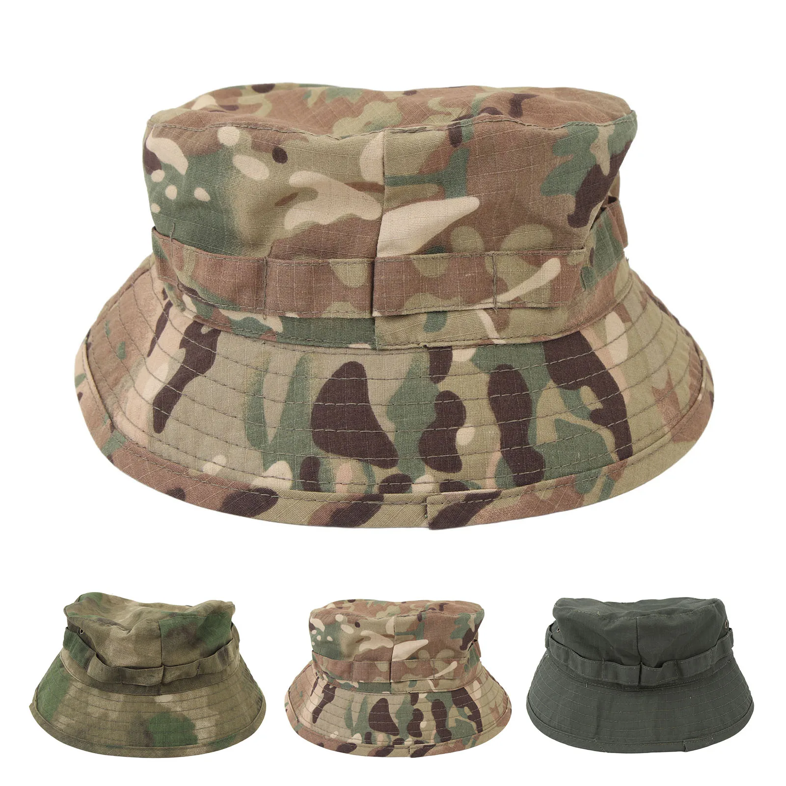 Boonie Hat with Adjustable Buckle Short Brim Waterproof Oxford Fabric Bucket Hat for Fishing Trips Jungle