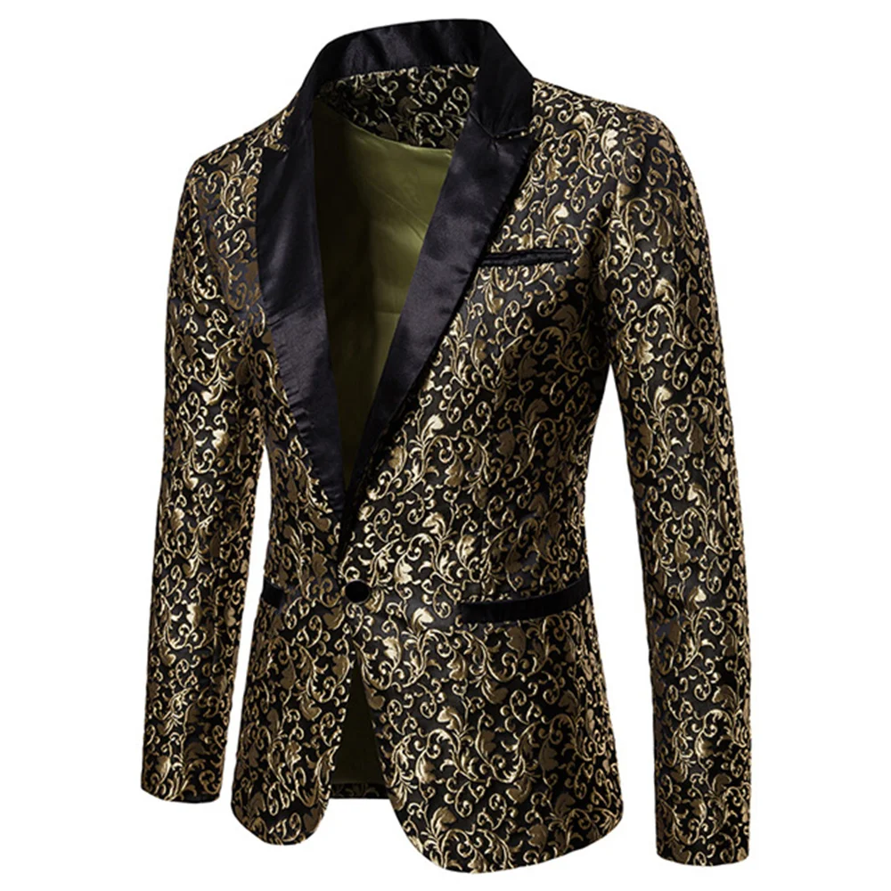 Classic Jacket Blazer Male Suit 2023 New in Embroidery Elegant One Button Jacket Party Stage Singer Vintage Formal Blazers