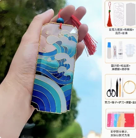 Description Picture 4 of itemCloisonne filigree enamel painting diy handmade material package to make intangible cultural heritage bookmark pendant gift