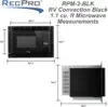 Microwave Black 1.1 Cu. ft  120V | Microwave  Appliances  Direct Replacement for High  and 3