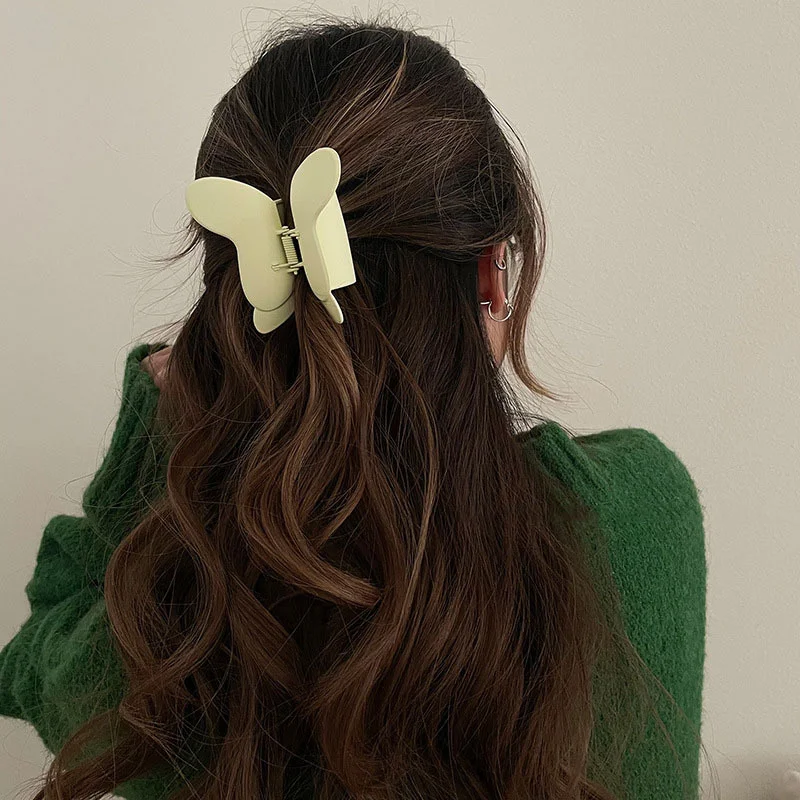 Women's Metal Butterfly Hair Claw Clip Summer Fashion Back Head Hairpins Solid Color Matte Shark Clip Hair Accessories for Girls гидрогелевая пленка luxcase для realme gt 2 pro 0 14mm matte back