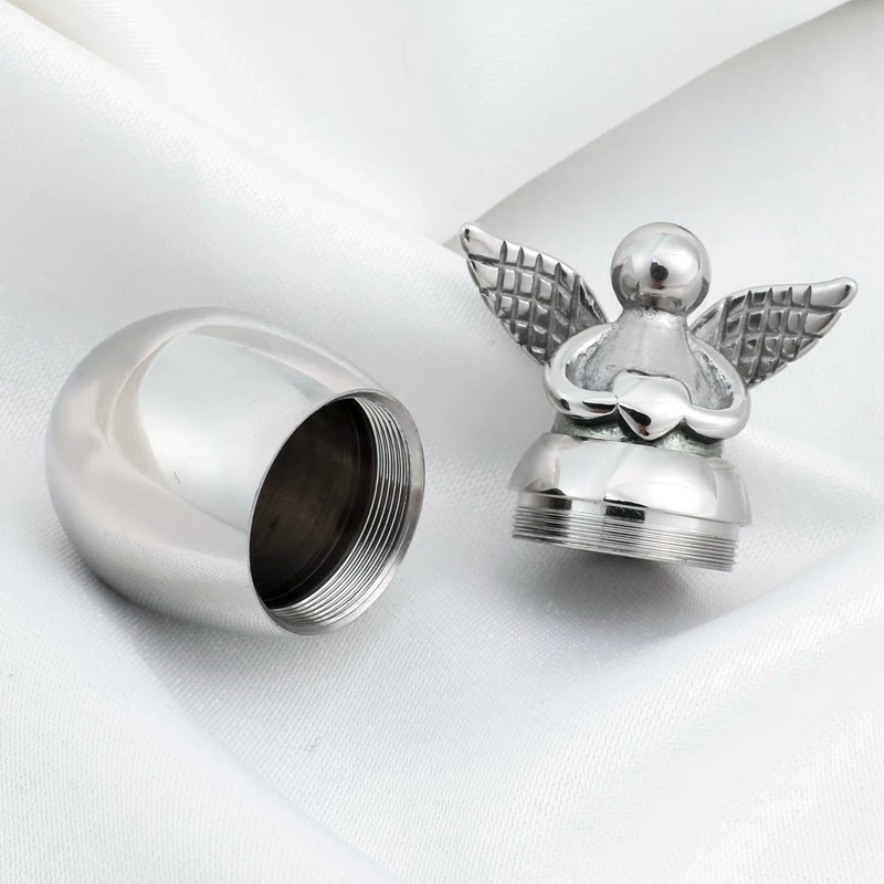 Cute Angel Wing Heart Memorial Keepsake Stainless Steel Cremation Urns For Human Pet Ashes Can Be Engraved Memorial Ashes Holder Cremation Urn