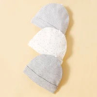 3 Hats and 3 Pairs of Mittons Newborn 100% Cotton Soft Comforttable Solid Color Baby Face Scratch Prevention Gloves 0-12 Month 3