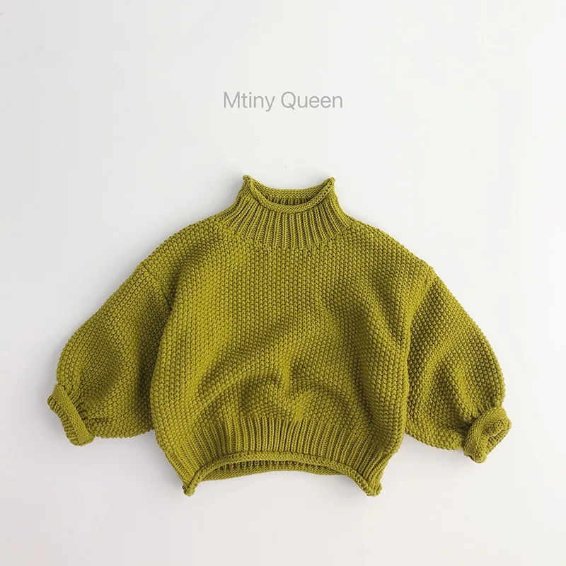 3-8 Years Old Boys Girls Sweater Knitted Pullover Top Rolled Neck Fashion Outwear Winter Clothes for Kids Toddler Freeshippping