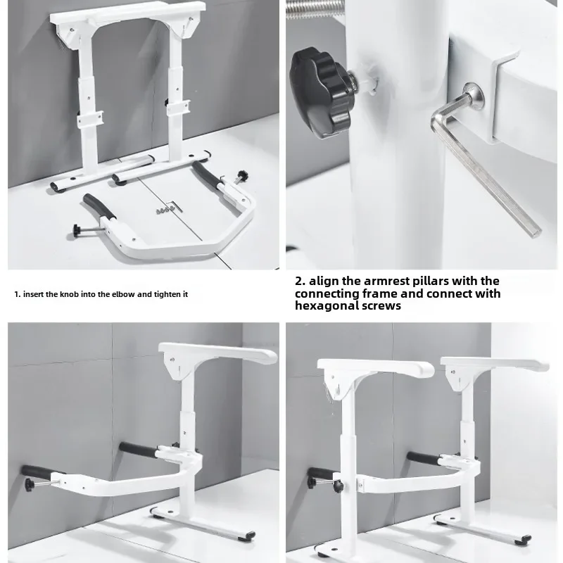 Disability Assistance Equipment Toilet Armrest,Elderly Mobility Aids Help Safety Handrail,Anti Slip Foldable Toilet Seat Bracket 6