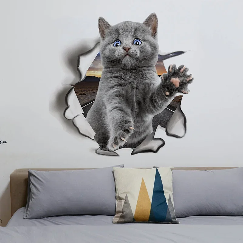Kitten Wall Stickers Toilet Wall Stickers Toilet Stickers Vinyl Stickers 3D Cute Cat Bathroom Decor