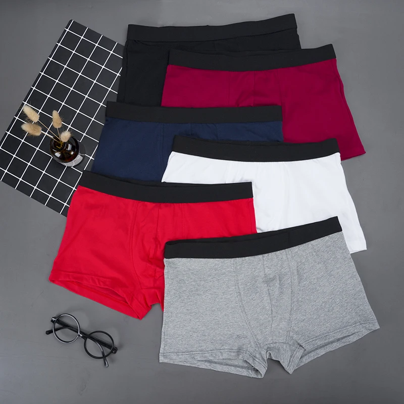 Мужское нижнее белье мужские хлопковые трусы боксеры однотонные удобные дышащие