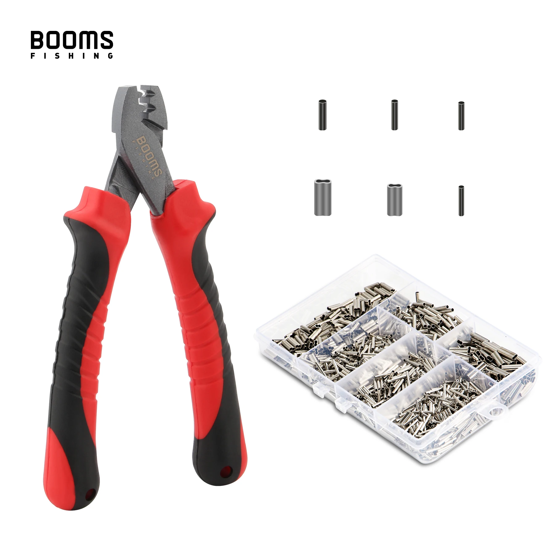 Booms Fishing CP2 Fishing Crimping Pliers with 300Pcs/set for Single & Double 6 Size Mixed Line Crimping Sleeves fishing pliers,fishing tools,fishing tool,fishing tackle,fishing accessories