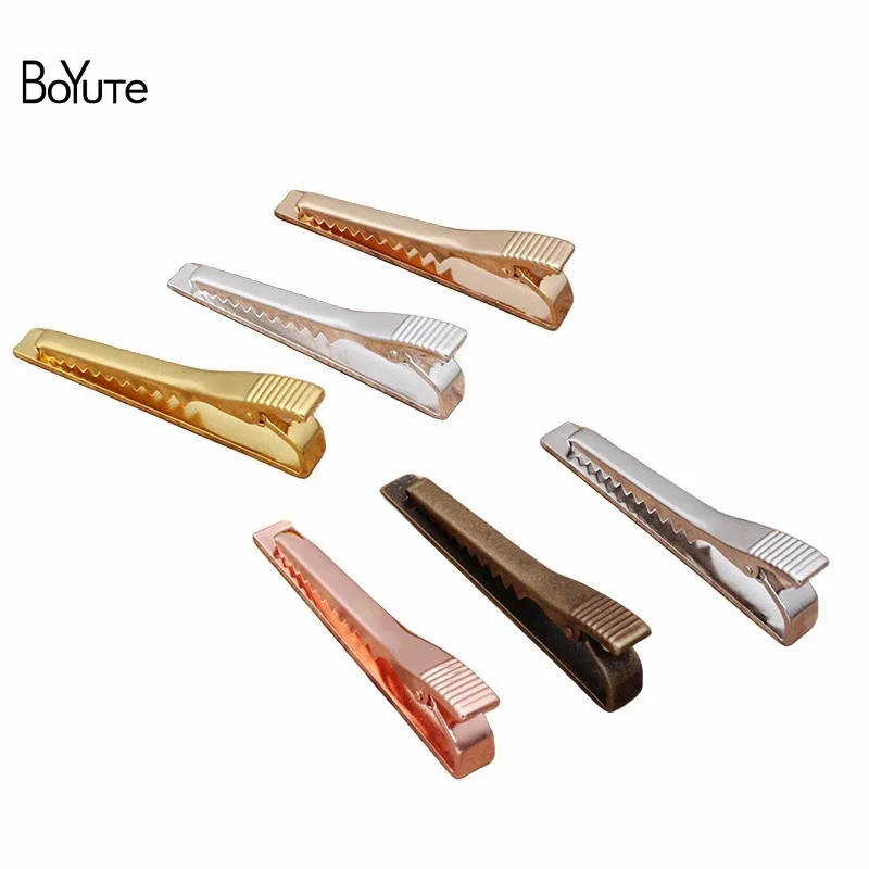 

BoYuTe (10 Pieces/Lot) 55*5MM Metal Brass Plain Tie Clip Classic Style 6 Colors Plated Men's Tie Clips