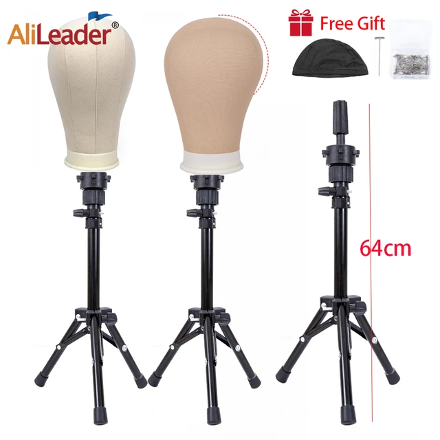 Nunify Wig Head Stand Manikin Head Holder For Hairdressing Tripod For Wigs  Head Adjustable Stronger Black