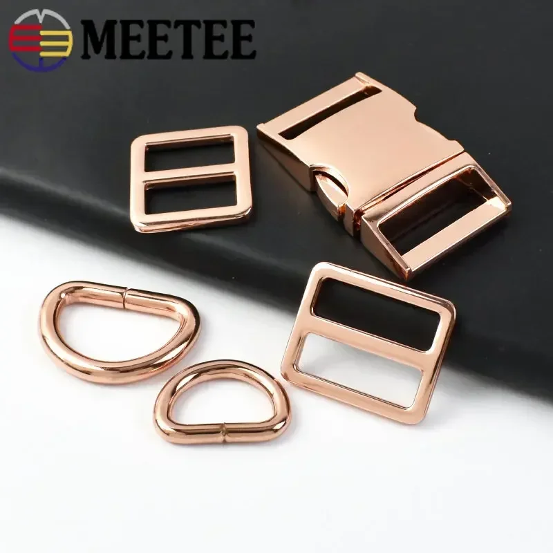Meetee 가방 스트랩 버클 금속 퀵 릴리스 버클 D 링 트라이 글라이드 조절기 걸쇠 배낭 벨트, 개 후크 액세서리, 15-38mm
