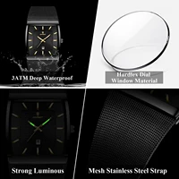 POEDAGAR Top Luxury Men Wristwatch Waterproof Luminous Stainless Steel Mesh Date Man Watch Fashion Business Quartz Men's Watches 3
