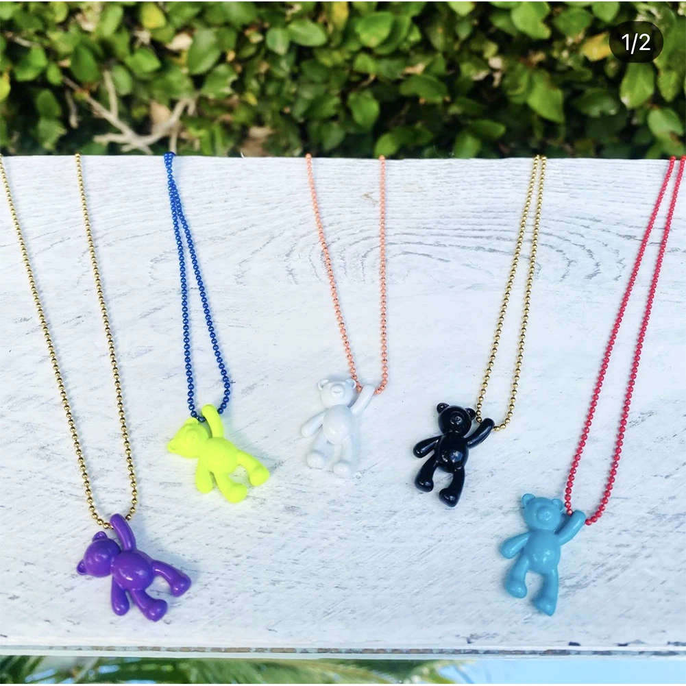 Jewelry Accessories DIY Cute Cartoon Teddy Bear Pendant Jewelry Accessories 10PCS/lot Alloy Spray Paint Simple Multicolor Jewelry Material