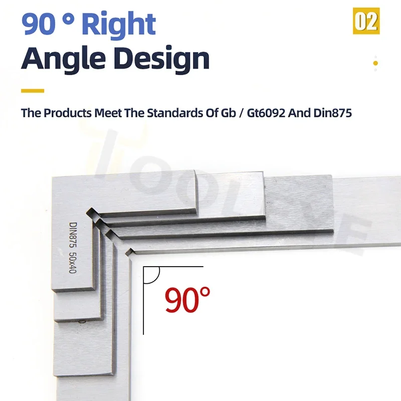 90 Degree Flat Edge Square Ruler Carpentry Square Woodworking Tools Metal Angle Measuring Tool Multi Try Gauge Set-Square