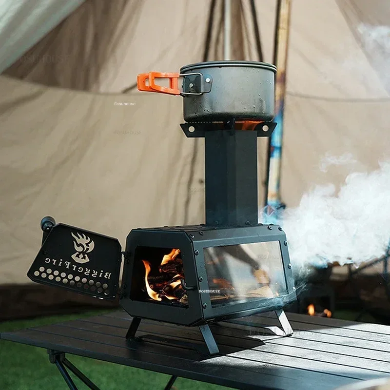 Outdoor Fire Pits Camping Wood Stove Travel Small Fire Wood Heater Portable Picnic Rocket Stove Heater Camp Brazier Z
