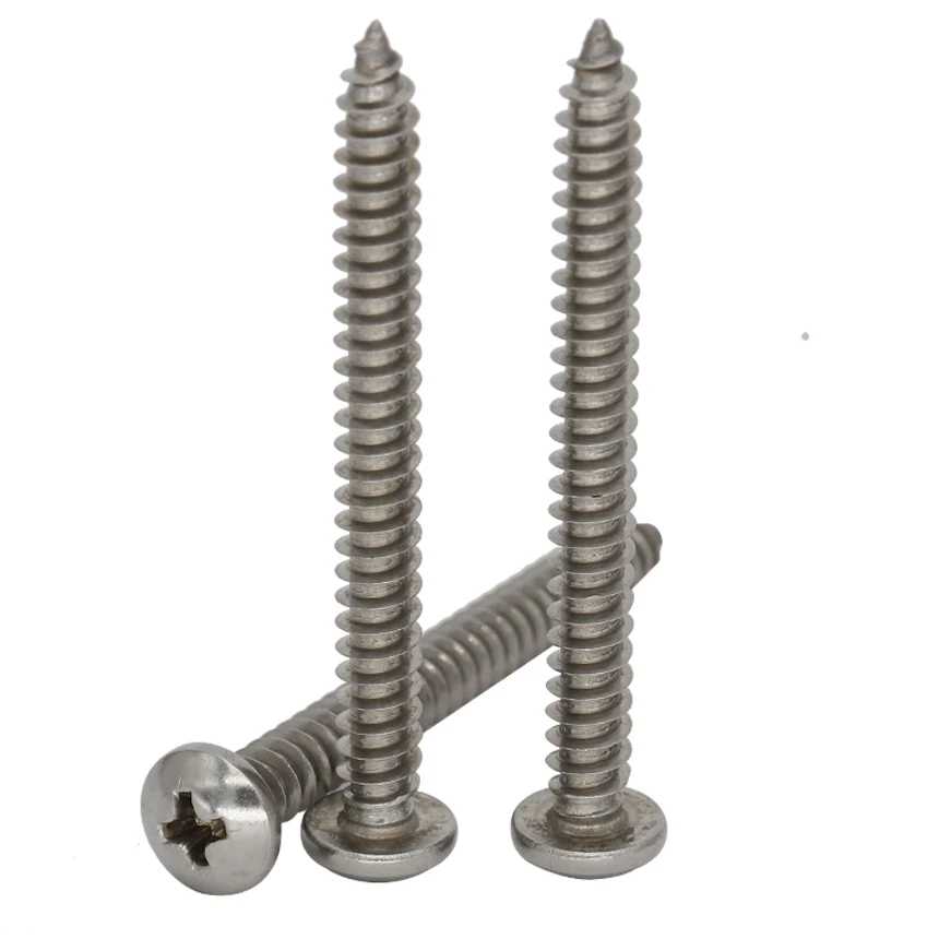 

M4.5 M5 10mm 12mm 16mm 20mm 25mm to 100mm 304 316 Stainless Steel DIN7981 Phillips Cross Recessed Round Pan Self Tapping Screw