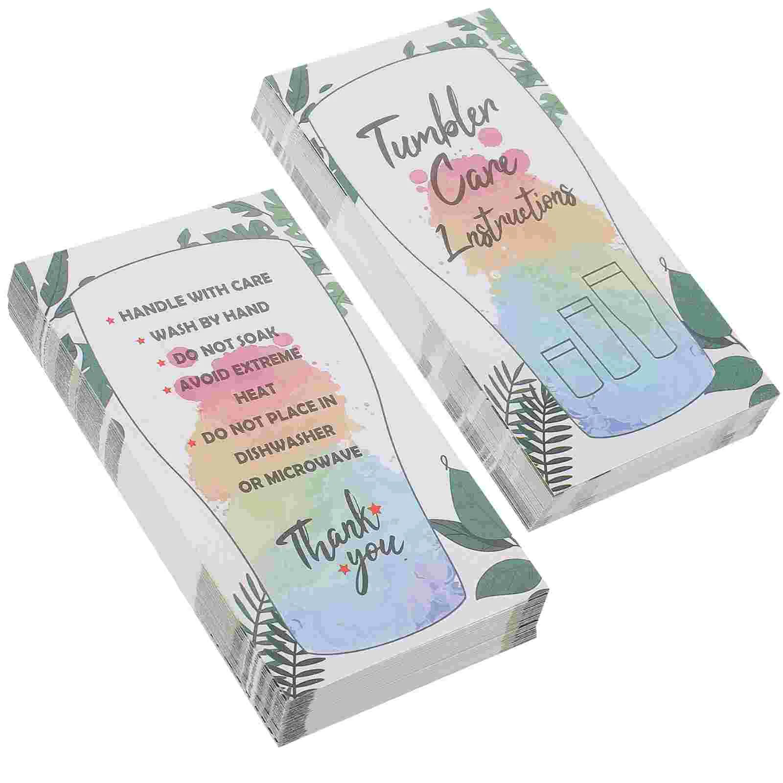 100 Sheets Glass Cup Care Cards Tumbler Instructions Customer Guide Tags Business Printing Products Small Cards