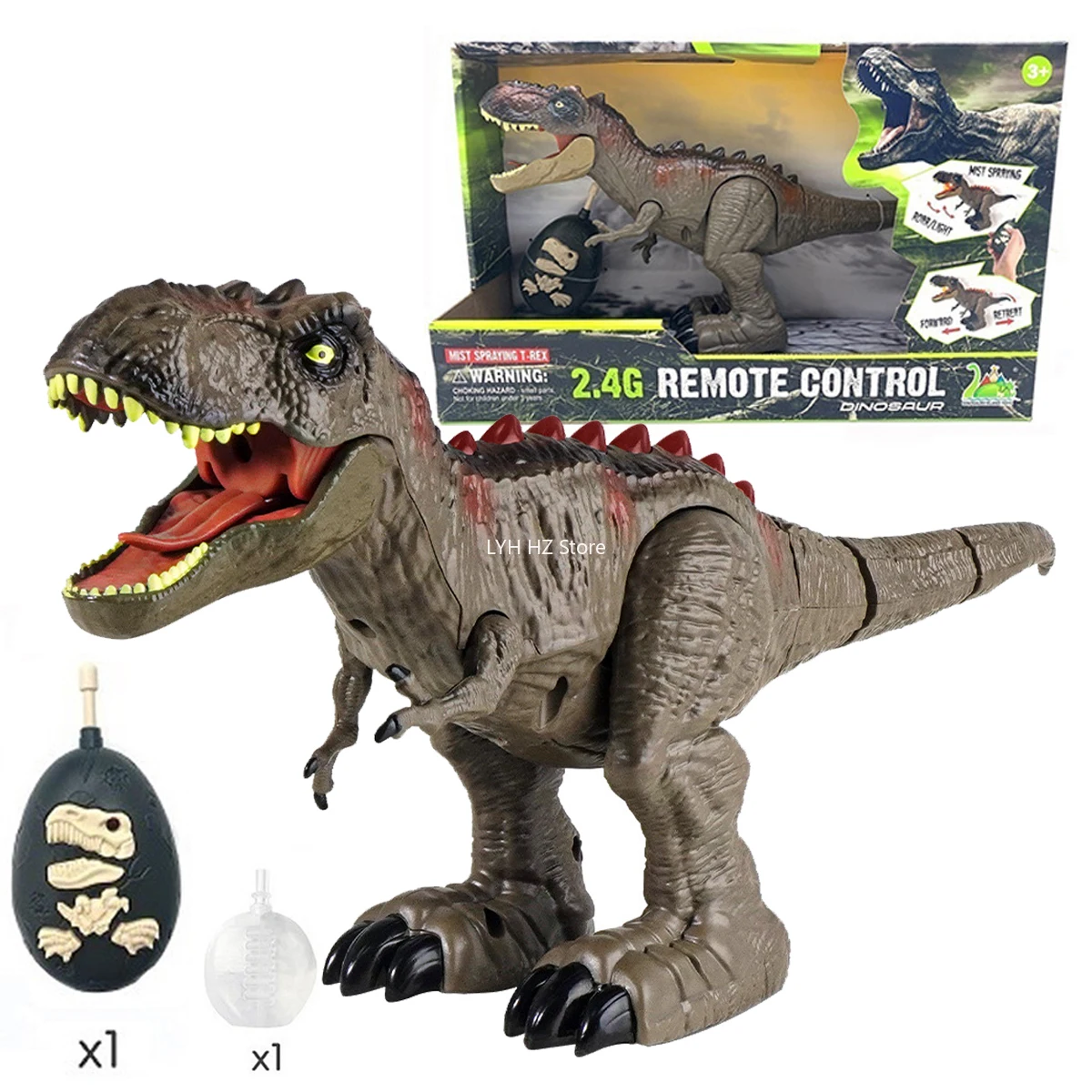 Dinosaure Télécommandé T-Rex Réaliste - LED, Brumisation, Marche, Rugissements, Capteurs, Pour Enfants 4-13 Ans
