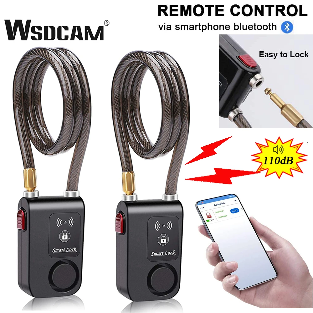 Wsdcam Bluetooth Bike Lock Alarm 110Db Smart Bike Alarm Lock Allarme Vibrazione Antifurto Per Bicicletta Moto Lock App Control