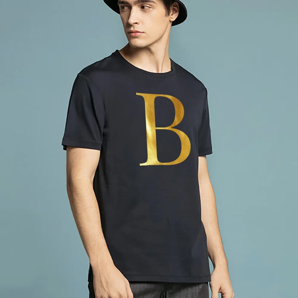 2色 Tシャツ アルファベット Round neck loose T-shirt Letter Combination Fashion Men T-shirt Letter Font