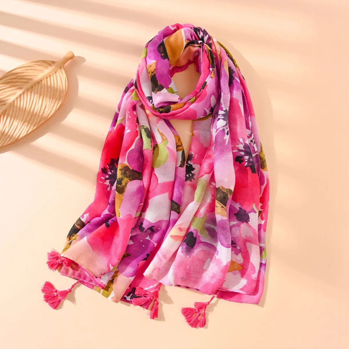 Floral Brand Scarf Luxury New Style Women Elegant Scarves multicolour Shawls Bandana Fashion Design Hawaiian Style Tassel Shawls