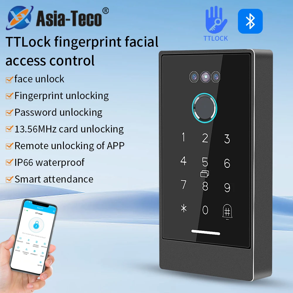 Fingerprint face recognition machine TTLOCK Biometric Time Attendance System Fingerprint Scanner Facial Recognition Rfid Access Control Keypad with Cloud Pc Software