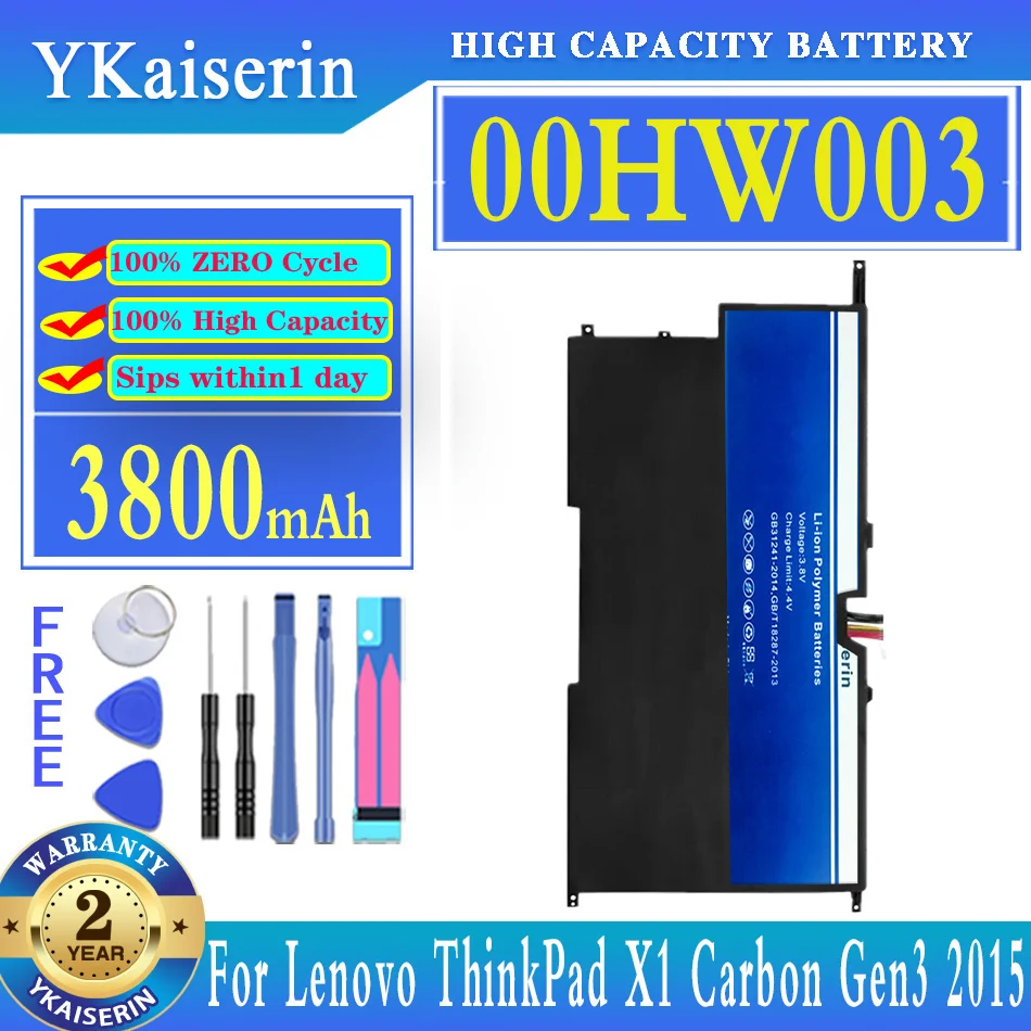 

YKaiserin 3800mAh Replacement Battery 00HW003 SB10F46440 For Lenovo ThinkPad X1 for Carbon Gen3 2015/2014 Gen2 00HW002 45N1702