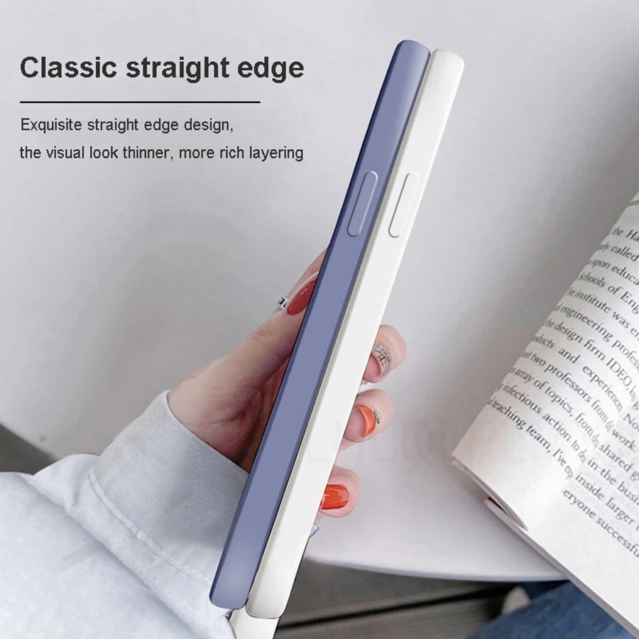 Square Liquid Silicone Soft Case – Solid Full Cover