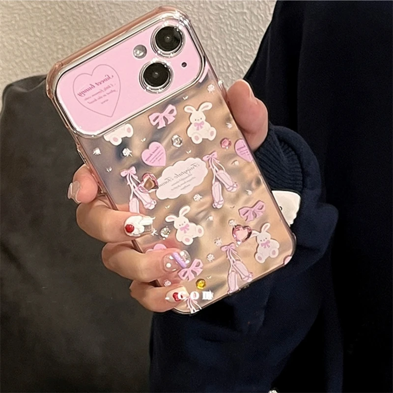 

INS Trendy Ballet Shoes Bunny Silicone Phone Case For iPhone 15 14 13 12 11 Pro Max Korean Cute Bow Shockproof Soft Cover Funda