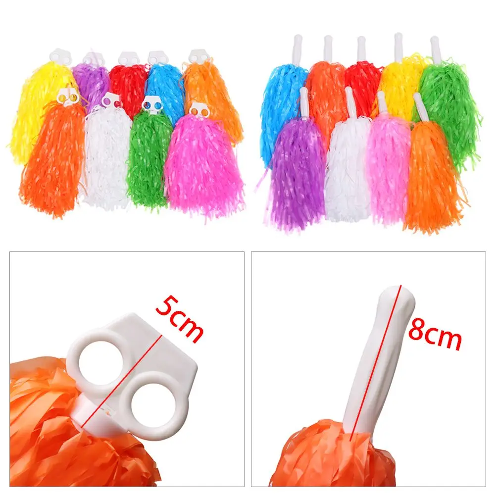 1 Pair Multicolor Cheerleading Pom Poms Cheerleading Cheering Flower Ball Fancy Dance Party Decorator Club Sport Supplies