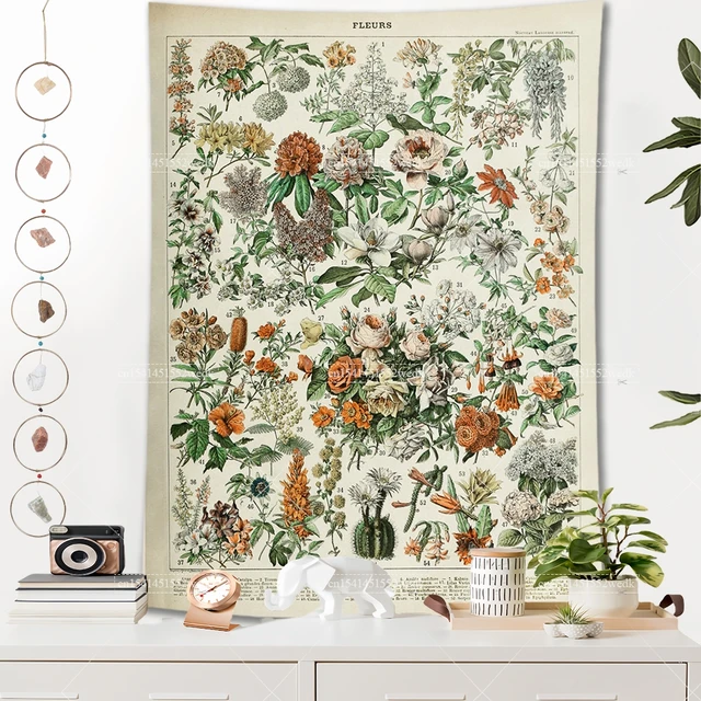 Tapisserie botanique vintage, tableau de référence, illustration d'art mural esthétique, décoration de la maison 3