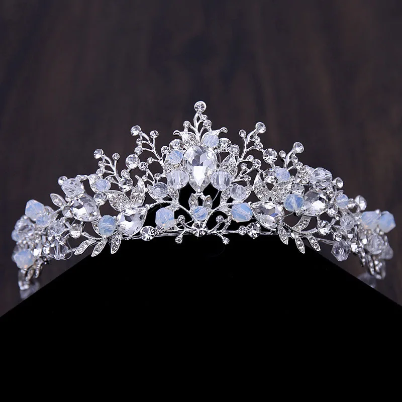 Itacazzo Bridal Headwear Set Silver Colour Crown Necklace Earrings Set of Four Suitable for Women's Wedding Birthday Party bridal jewelry sets